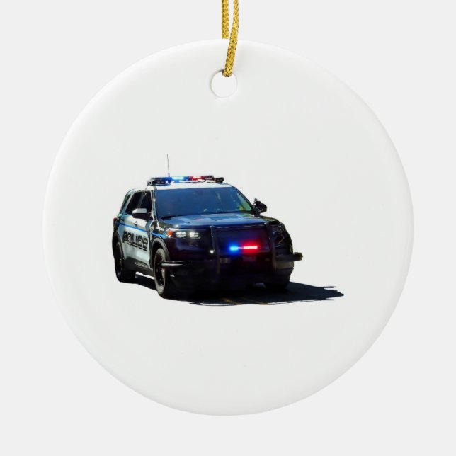 Police Car Ceramic Ornament (Front)