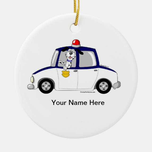 Police Car Ceramic Tree Decoration (Front)