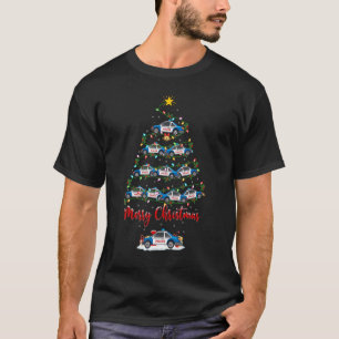 Police Car Christmas Tree Lights   Police Car Xmas T-Shirt