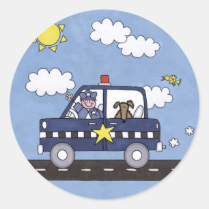 Police Car Classic Round Sticker