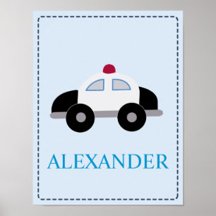 Police Car Cop Car Police Officer Baby Nursery Poster