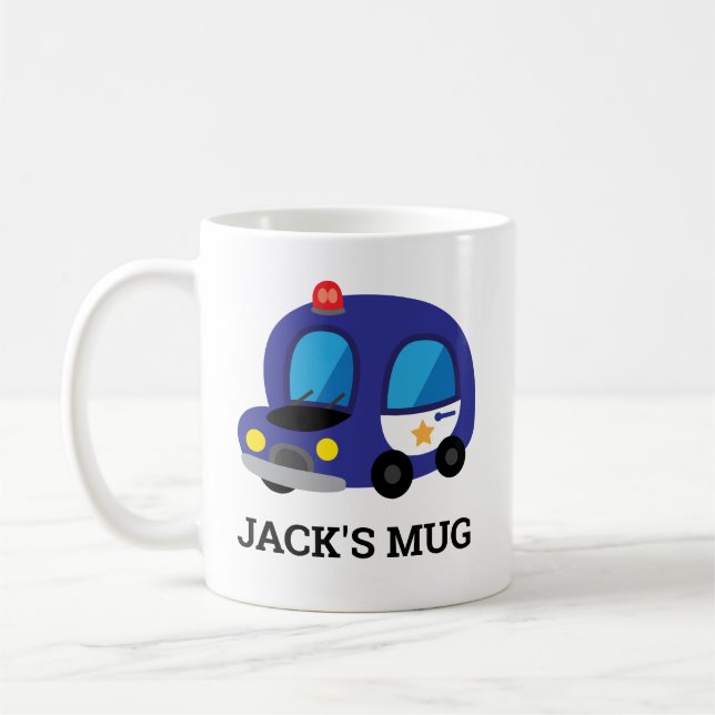 Police Car Funny Policeman Gift Coffee Mug (Left)