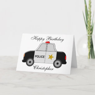 Police Car Just Add Name Birthday Card