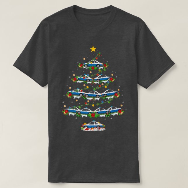 Police Car Lover Matching Santa Police Car Christm T-Shirt (Design Front)