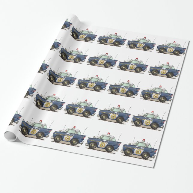Police Car Police Crusier Cop Car Wrapping Paper (Unrolled)