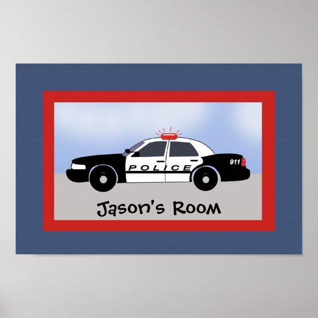 Police Car Rescue Vehicle Kids Room Print custom (Front)