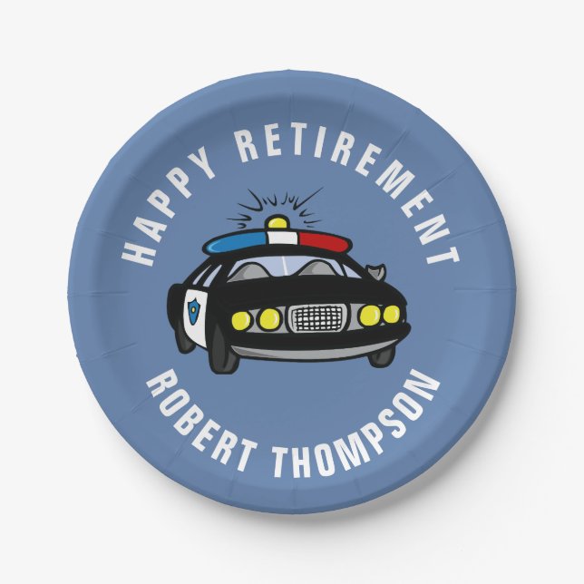 Police Car Retirement Party Paper Plate (Front)