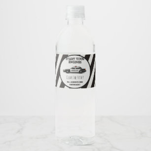 Police Car Siren Boys Blue Birthday Party Water Bottle Label