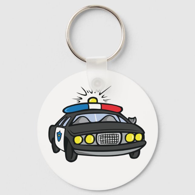 Police Car with Flashing Siren Lights Key Ring (Front)