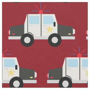 Police Cars Cute Kids Vehicles Boys Fabric