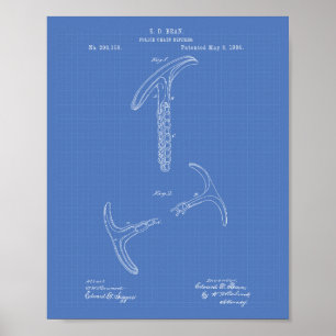 Police Chain Nippers 1884 Patent Art - Blueprint Poster