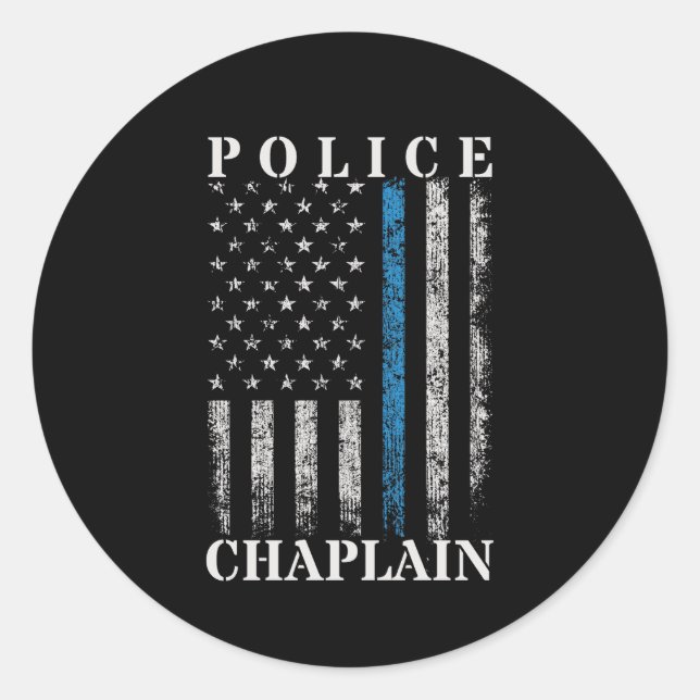 Police Chaplain American Flag Classic Round Sticker (Front)
