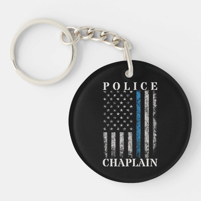 Police Chaplain American Flag Key Ring (Front)