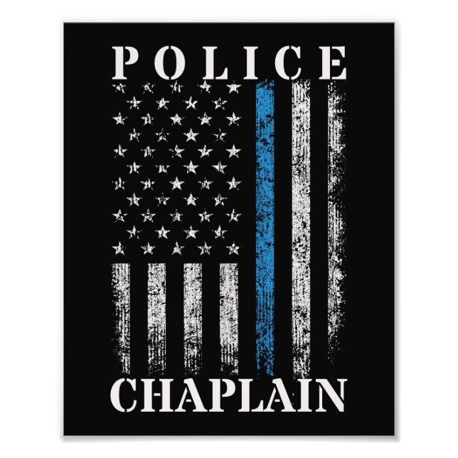 Police Chaplain American Flag Photo Print (Front)