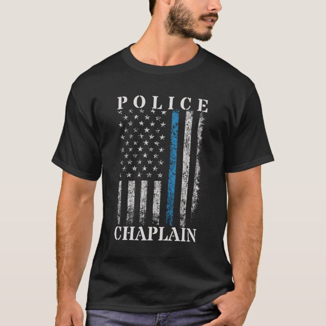 Police Chaplain American Flag T-Shirt (Front)