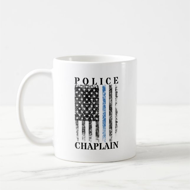 Police Chaplain American USA Flag Coffee Mug (Left)