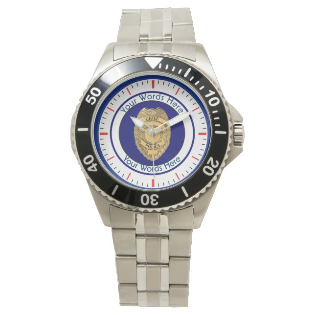 Police Chief Badge Shield Custom Watch (Front)