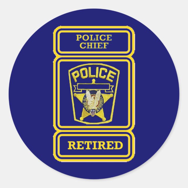 Police Chief Retired Badge Classic Round Sticker (Front)