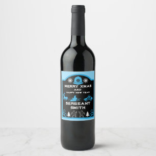 Police Christmas Decorative Bottle Wine Label
