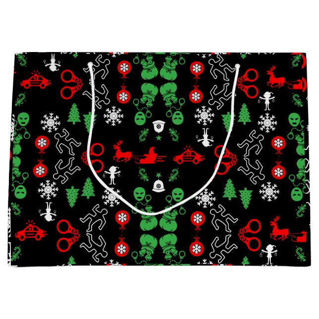 Police Christmas Decorative Large Gift Bag (Front)