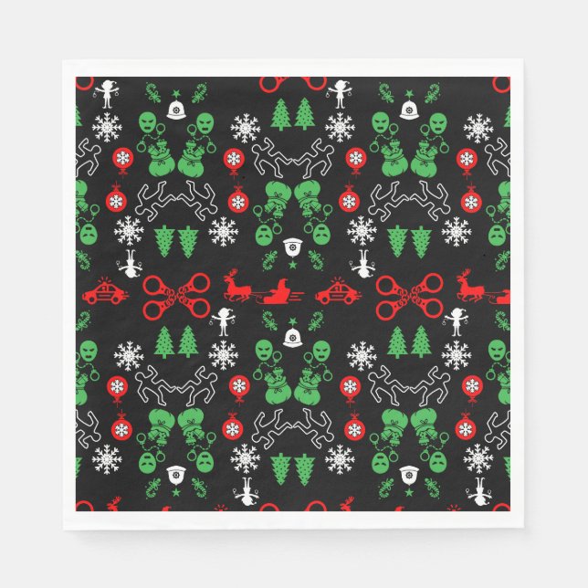 Police Christmas Decorative Napkin (Front)