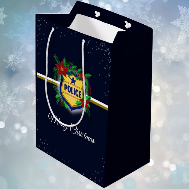 Police Christmas Elegant Holiday Party Medium Gift Bag (Creator Uploaded)