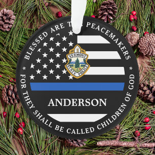 Police Christmas Personalised Logo Thin Blue Line Ornament