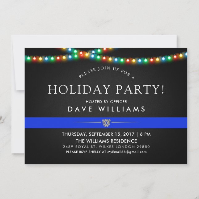 Police Colourful Christmas Party Invitation (Front)