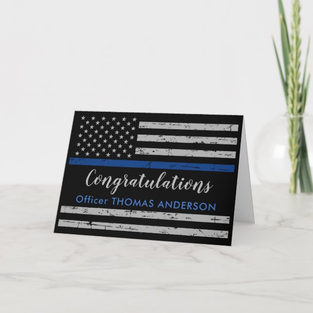 Police Congratulations Thin Blue Line Graduation C Card (Front)