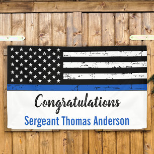 Police Congratulations Thin Blue Line Retirement P Banner
