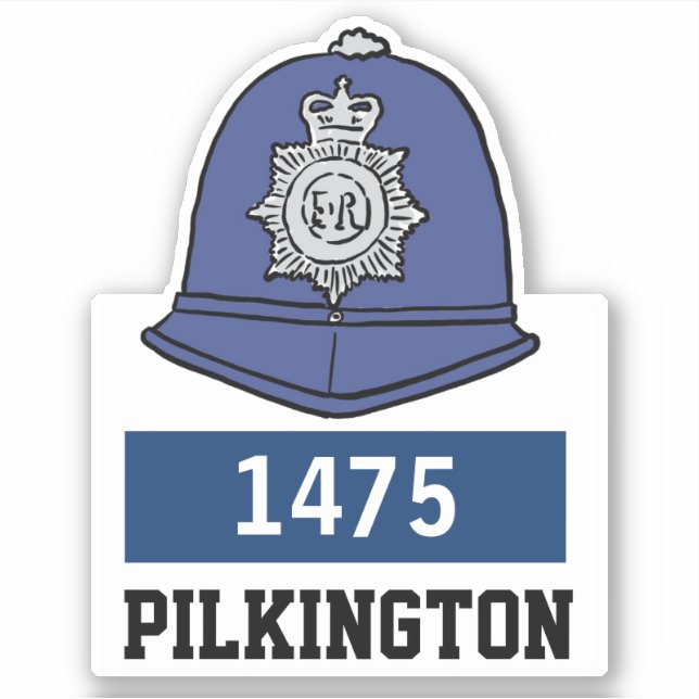 Police Constable Helmet with Name & Number Sticker (Front)