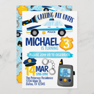 Police Cop Policeman Birthday Party Invitation