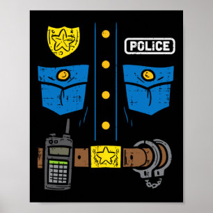 Police Costume Funny Cop Law Enforcement Men Boys  Poster