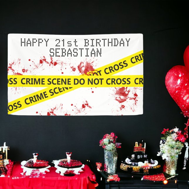 Police Crime Scene Tape Personalised Banner (Police Crime Scene Tape Personalized Banner from Ricaso. ideal for birthdays, murder mystery parties)