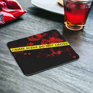 Police Crime Scene Tape  Square Paper Coaster