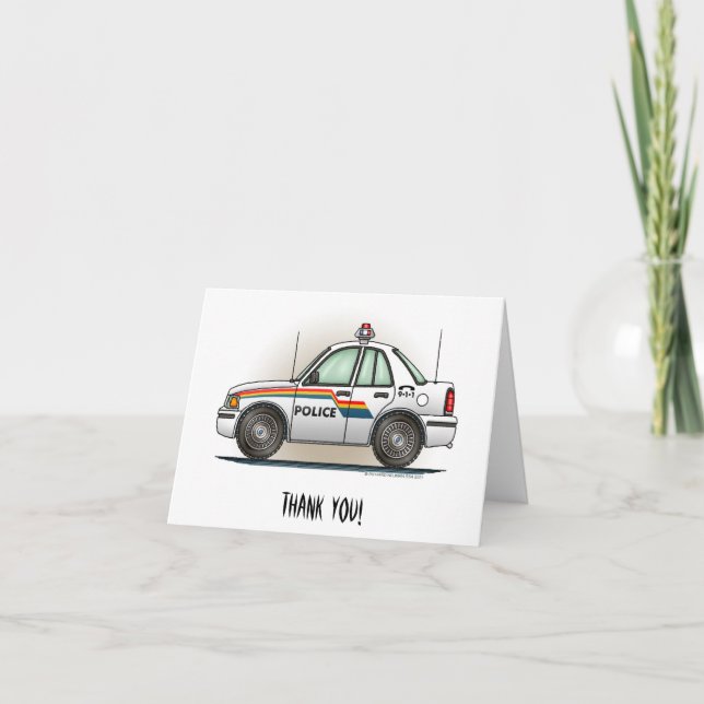 Police Cruiser Car Cop Car Thank You Card (Front)