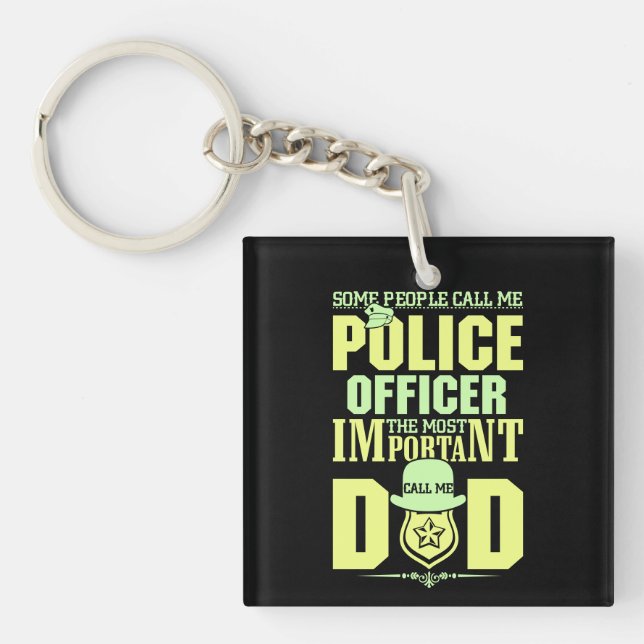 Police Dad | Law Enforcement | Father's Day Key Ring (Front)