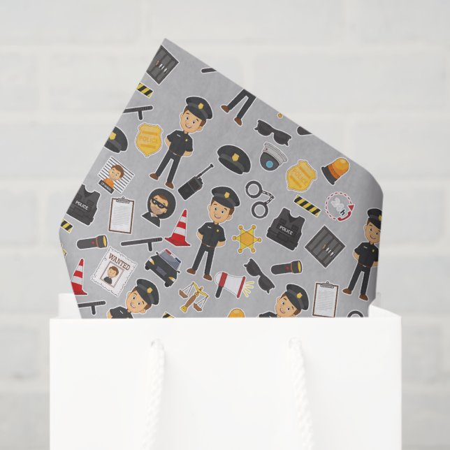 Police Decoupage Tissue Paper (Gift Bag)