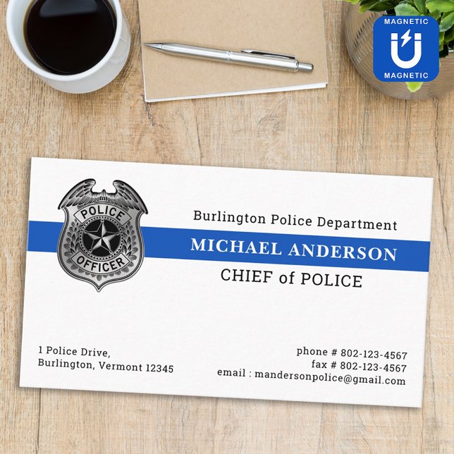 Police Department Custom Law Enforcement Emblem Magnetic Business Card (Creator Uploaded)