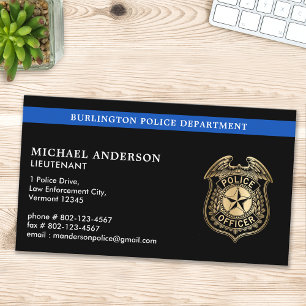 Police Department Custom Logo Blue Law Enforcement Business Card
