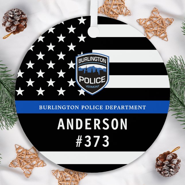 Police Department Custom Logo Blue Law Enforcement Metal Tree Decoration (Creator Uploaded)