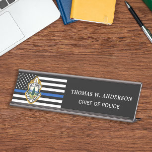 Police Department Custom Logo Law Enforcement  Desk Name Plate