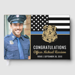 Police Department Graduation Blue Line Photo Guest Book