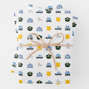 Police Department Icons Wrapping Paper Sheet