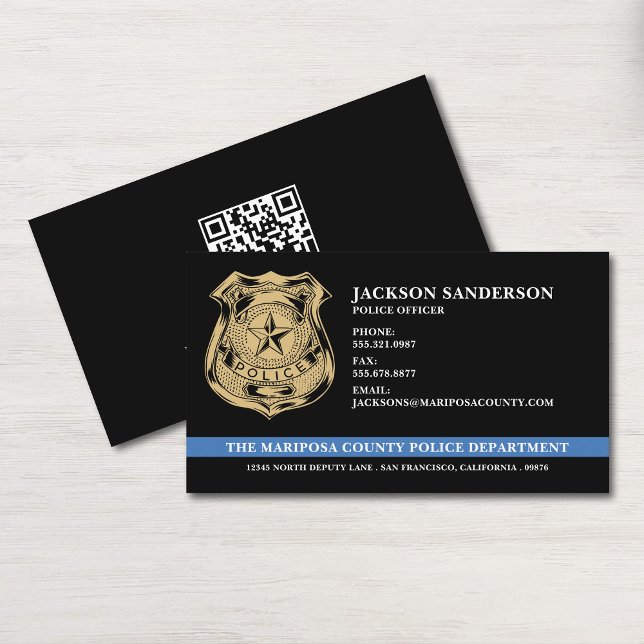  Police Department Law Enforcement QR Code Logo Business Card (Police Department Law Enforcement Officer Logo Business Card)
