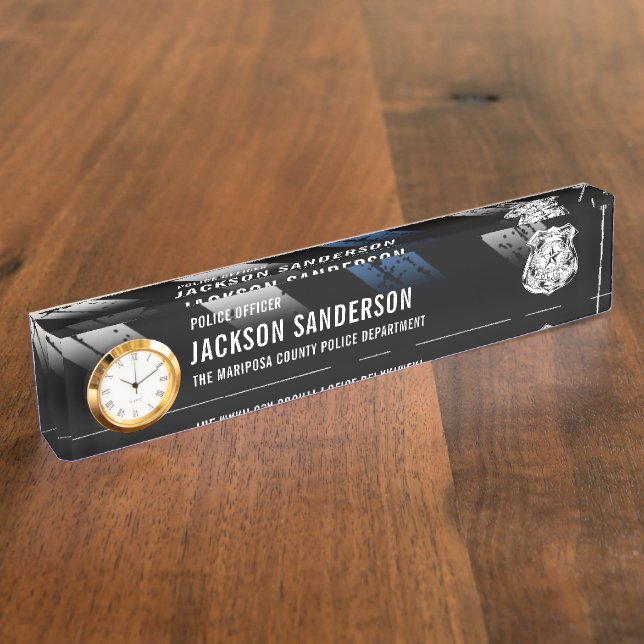 Police Department Officer Thin Blue Line Logo Nameplate (Side)