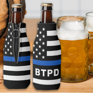 Police Department Personalised Thin Blue Line Bott Bottle Cooler