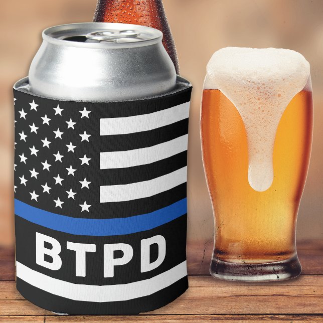 Police Department Personalised Thin Blue Line Can Cooler (Creator Uploaded)