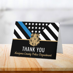 Police Department Thin Blue Line Law Enforcement Thank You Card