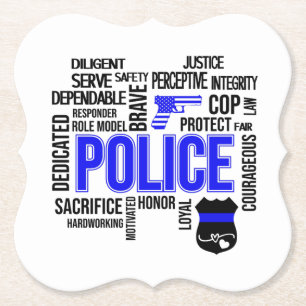 Police Descriptive Words Paper Coasters